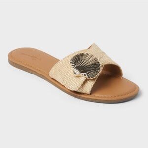 UNIVERSAL THREAD Women's Nesryn Shell Ornament Slide tan size various